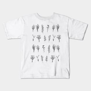 Wildflowers One Line Art Flowers Pattern Pack Kids T-Shirt